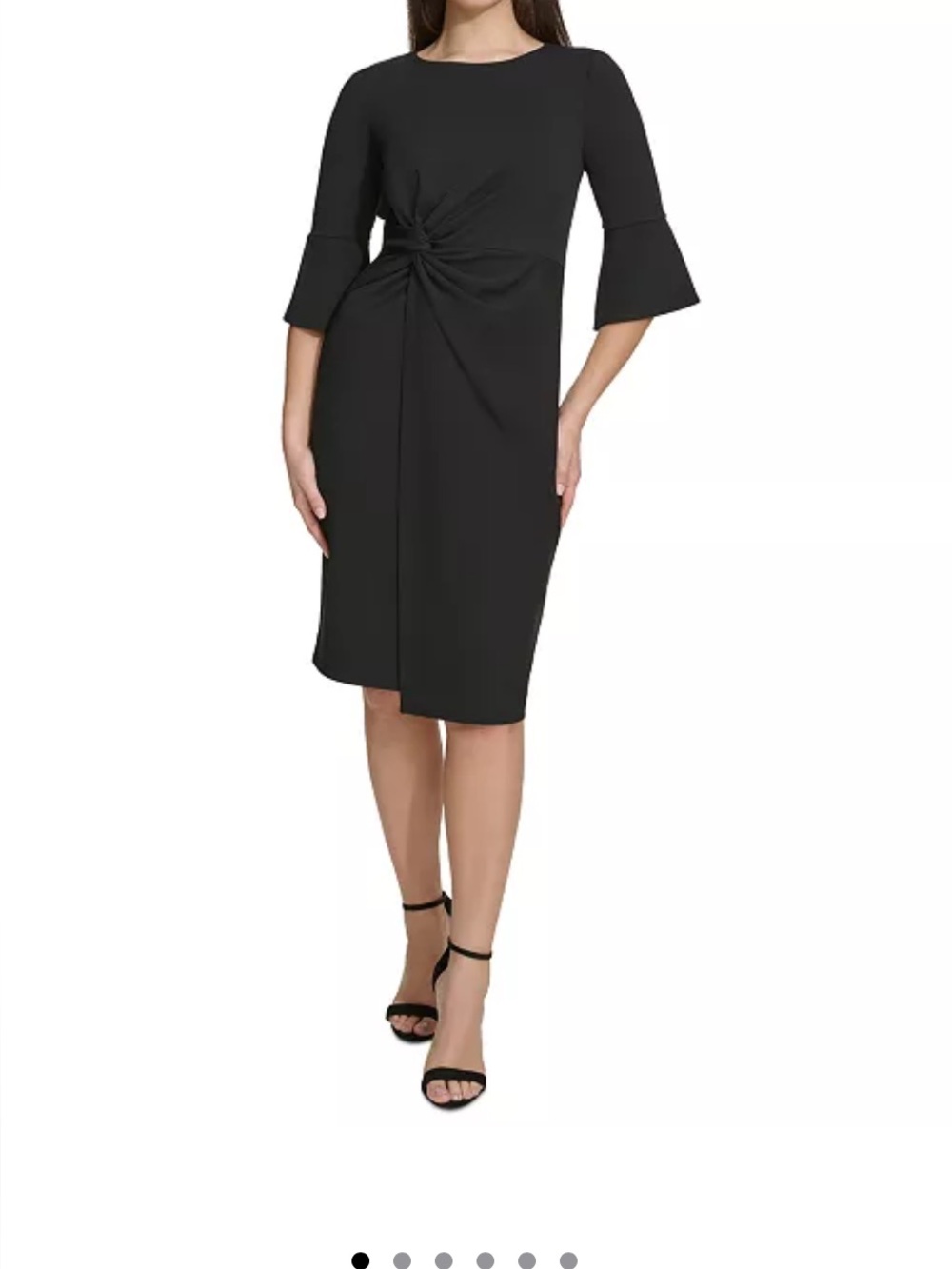 Kensie Black Twist-Front Midi Dress
